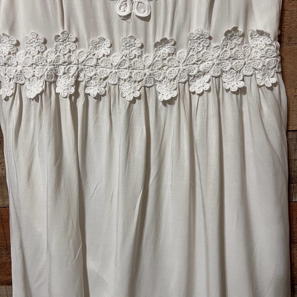 Versona White Crochet Lace Trim Babydoll Sundress Size Large - Picture 5 of 13